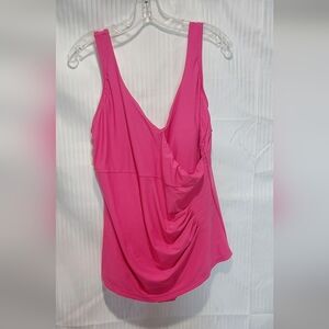 Pink VM 20W (2X) One Piece Swimsuit, Padded Top, Support Band, Front Skirt